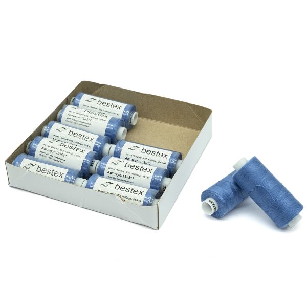 Нитки швейные бытовые Bestex 40/2, 365 м (400 ярд) / 10 кат., 324 аспидно-синий