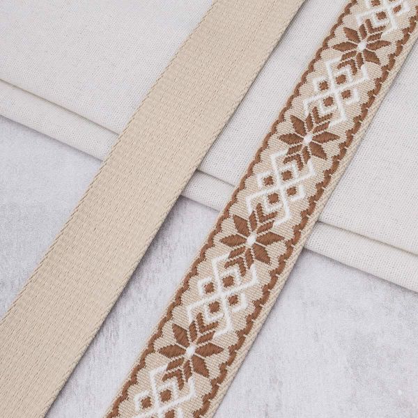 Стропа (ременная лента) 38 мм / 45.72 метра, [34.05 г/пог.м], с принтом 1-сторонняя, T0741 бежевый/коричневый, 3Al359