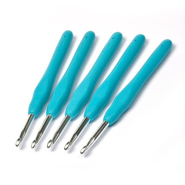 Крючок алюминиевый для вязания с резиновой ручкой 5мм, Maxwell Colors TB.AL-REZ11, уп. 10 шт