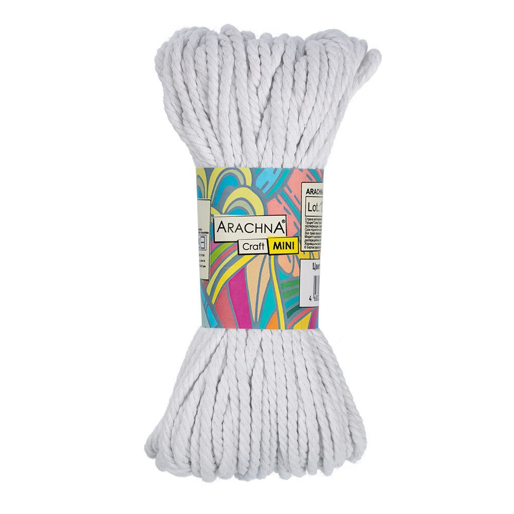 Пряжа Arachna Craft Mini / уп.3 мот. по 94.1г, 30.48м, 08 белый суровый