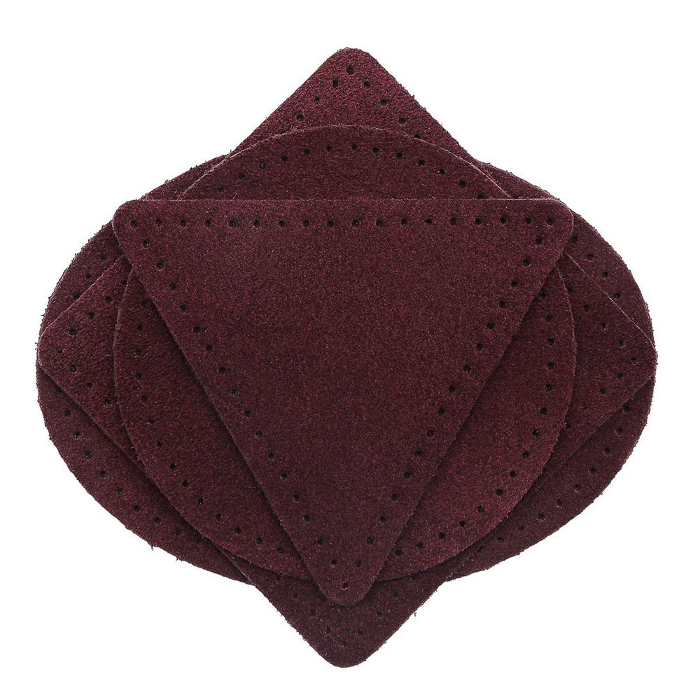 Набор заплаток пришивных из замши, круг, квадрат, треугольник, овал 8см, с перфорацией, 4 шт (31 бордовый), 59743