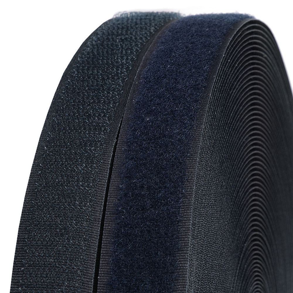 Лента контактная липучка (велкро) пришивная 25 мм / 25 метров, S058 т.синий, ПАРА (крючок+петля), качество "B"