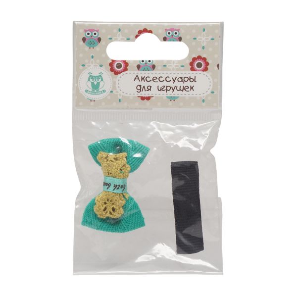 Набор бантик и заколка, мини 35мм/35мм, зеленый/черный