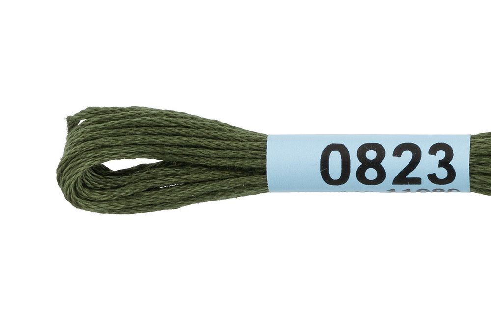 Мулине Gamma 100% хлопок, цв.0823 т.хаки, 24 мотка по 8 метров