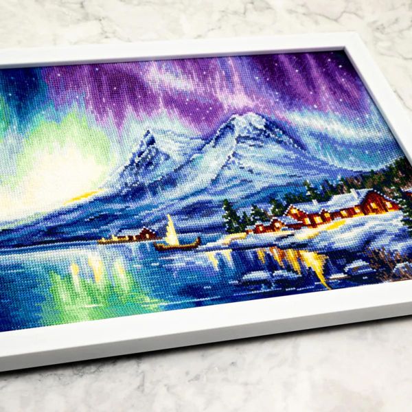 Набор для вышивания нитками Luca-S, Северное сияние, 32х24см