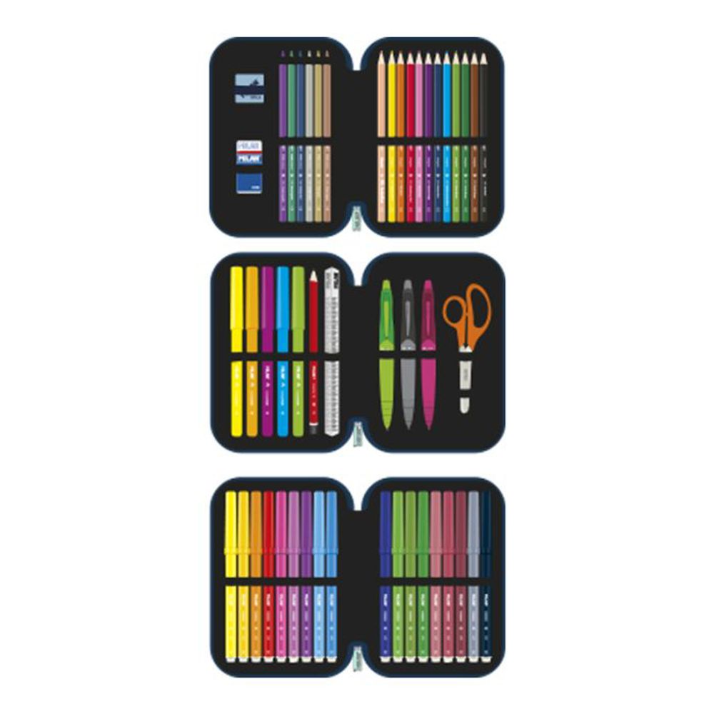 Пенал на молнии трехярусный с наполнением 19,5*13*7,5 см, 081364FN, Milan 081364FN