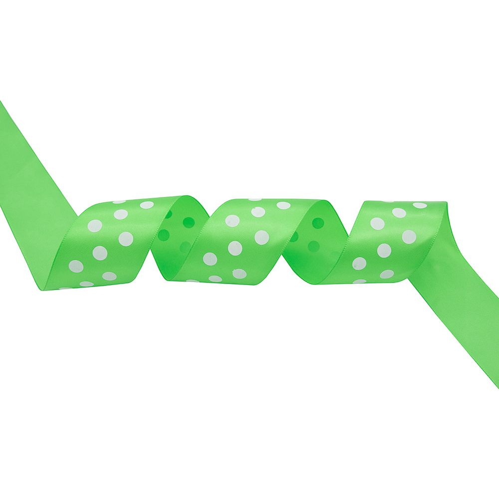 Лента атласная в горошек 45.0 мм / 22.5±1 метров, зеленый, Globus