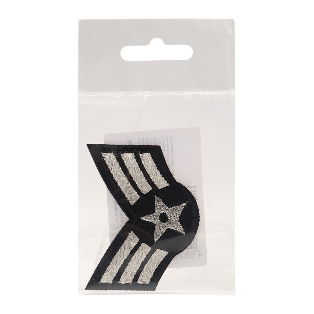 Термоаппликация Шеврон со звездой, 60х50 мм, серебристый, LA349