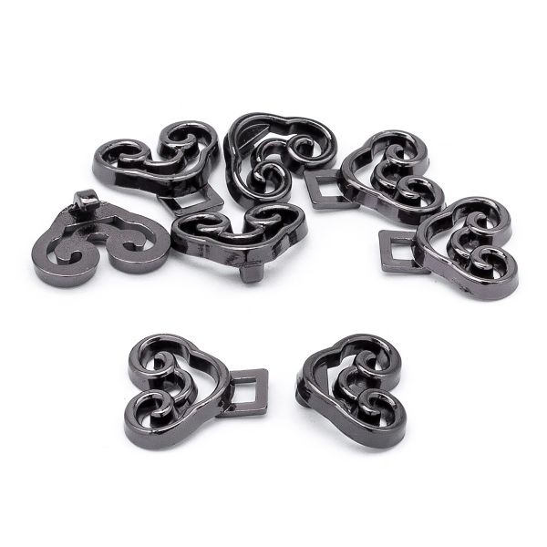 Крючки пришивные декоративные 24х15 мм, олово (чер.никель)), 6 шт