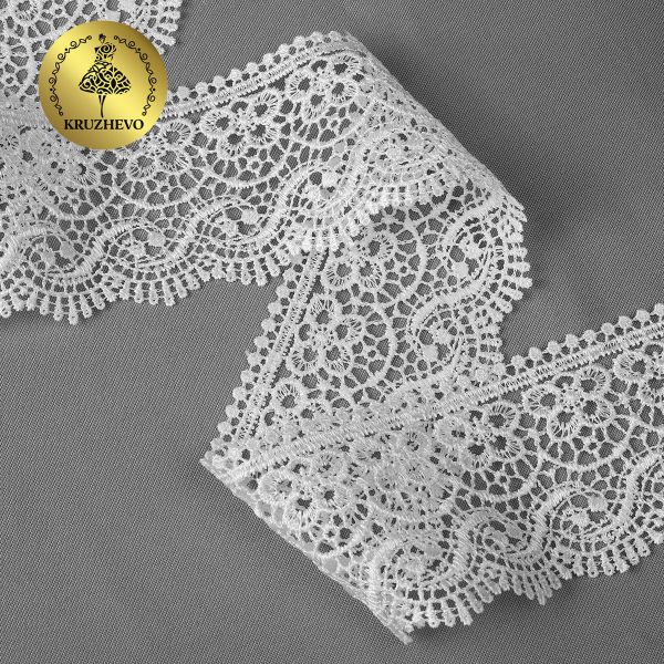 Кружево гипюр (плетёное) 65 мм / 13.71 метров, TBY 8GB014, цв.01 белый