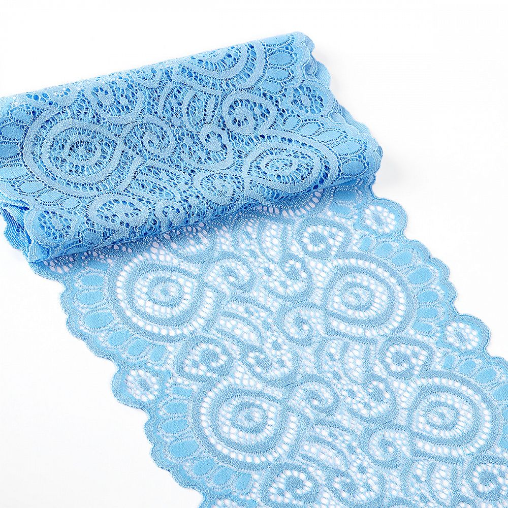 Кружево бельевое эластичное 180 мм / 3 м, TBY.L1351, цв.L3090 голубой, Kruzhevo