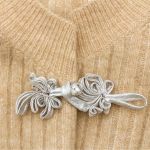 Сутажная застежка, 9 см (серебро), NO.3, 5 шт