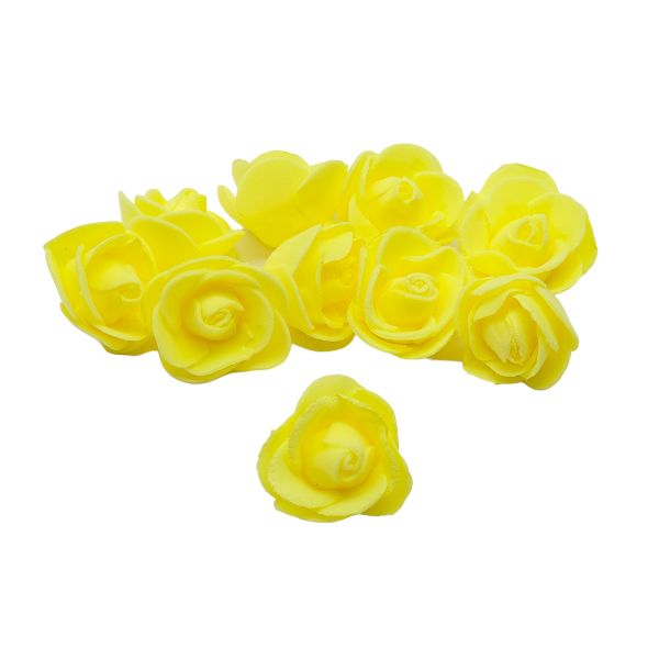 Цветочек Розочка из фоамирана 35 мм, уп. 10 шт, Желтый