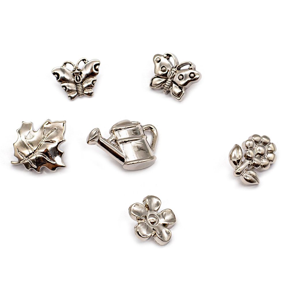 Украшения декоративные пуговицы Сад, AS/серебро, 24 шт