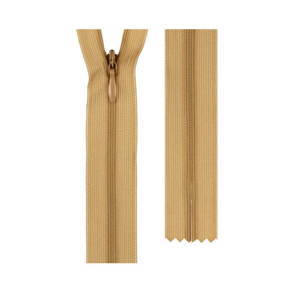 Молния спираль потайная плательная Т3 (3 мм) 1 зам., н/раз., 16 см, сатин (плотная) 119 беж-оливковый, G013P Gamma, 10 шт