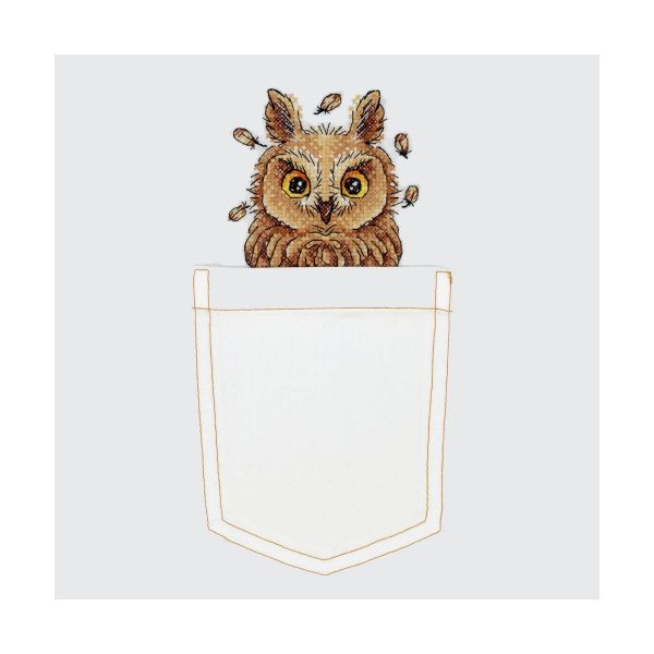 Набор для вышивания нитками МП Студия, Любопытная совушка 9х9см