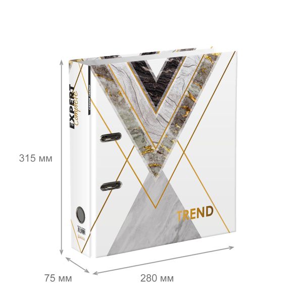 Регистратор ламинированный Wood&Stone 75 мм, 10 шт, Trend A4 арочный механизм, мрамор EC752701, Expert Complete