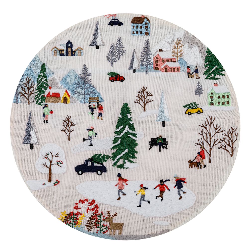 Набор для вышивания нитками Panna Живая картина JK-2359, Зимние гуляния, 18х18 см