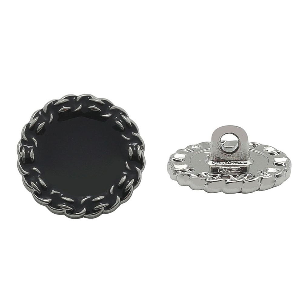 Пуговицы на ножке 24L=15 мм, металл, S.Black (серебро-черный), 10 шт, MP05