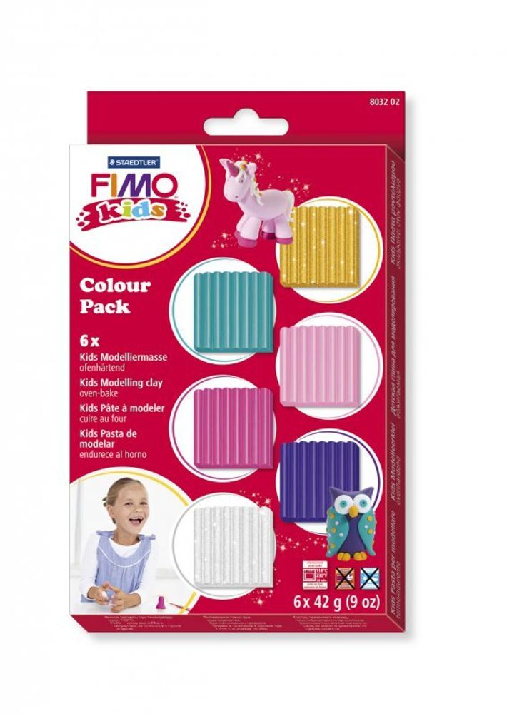 Комплект материалов Fimo Kids &quot;Гирли&quot;, состоящий из 6-ти блоков по 42 гр, 8032 02