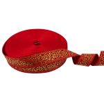 Лента (тесьма) жаккардовая 23.0-25.0 мм / 25 метров, красный /под золото, Blitz