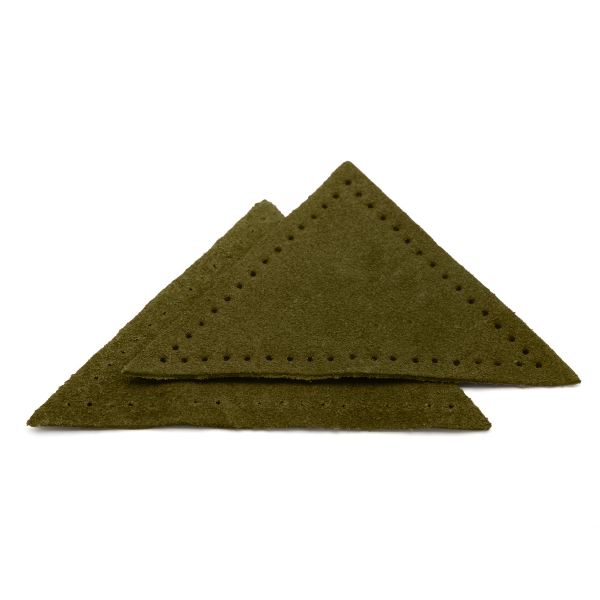 Заплатки пришивные из замши треугольник 8х8х8 см, с перфорацией, 2 шт, 33 хаки, 59903