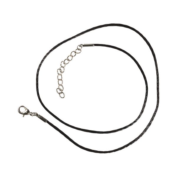 Шнур каучуковый с замком 2 мм, 10 шт по 45 см, №01 черный, Zlatka CRK-01