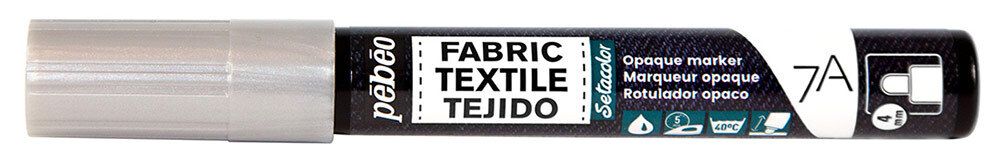 Маркер для темных и светлых тканей 7A Opaque 4 мм, перо круглое, 6 шт, 804432 серебро, Pebeo