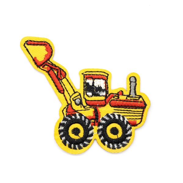 Термоаппликация Трактор с ковшом, желтый/красный 7х6,5см, Hobby&Pro