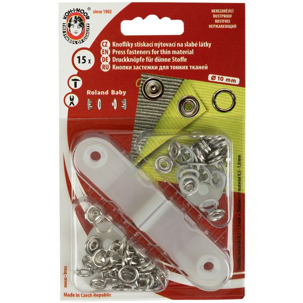 Кнопка рубашечная (джерси) открытая ⌀9.7 мм, 15 шт, 951 бл. серый, (1213-030 №2), KOH-I-NOOR BABY