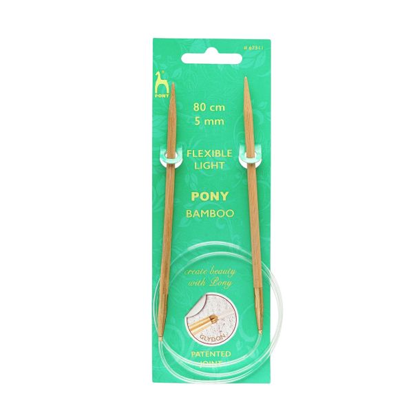 Спицы круговые Pony Bamboo ⌀5.0 мм, 80 см, бамбук, 67311