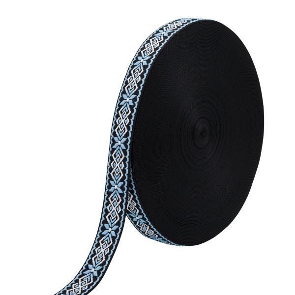 Стропа (ременная лента) 38 мм / 45.72 метра, [34.05 г/пог.м], с принтом 1-сторонняя, T0736 голубой/черный, 3Al359