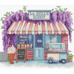 Набор для вышивания нитками Luca-S, Коробочка с мороженым, 24х20см