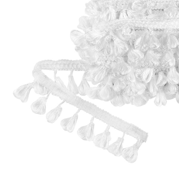 Бахрома отделочная 45.0 мм / 10 метров, с кистями, 001 белый, Gamma 555