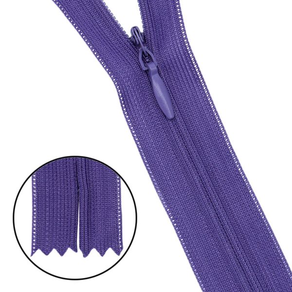 Молния потайная (скрытая) Т3 (3 мм) 1 зам., н/раз., 50 см, нейлон, F192 фиолетовый, 10 шт