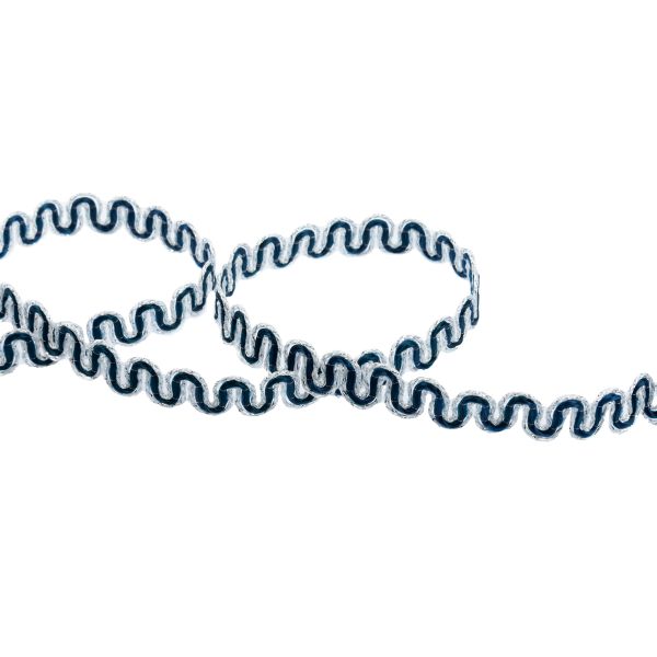 Тесьма декоративная 10 мм / 10 метров, метал. рис. 8657, кобальт /под серебро, Blitz