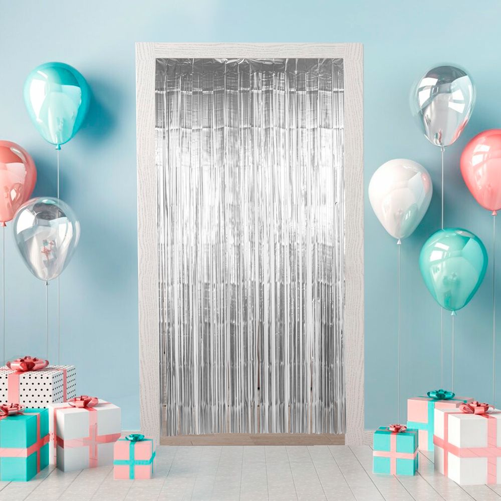 Занавес праздничный Дождик 100х200 см, 02-серебряный, матовый, Boomzee GBZ-07