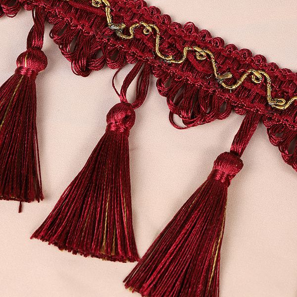 Бахрома отделочная широкая 100.0 мм / 10 метров, с кистями, 6152-0327, цв.6393 красный