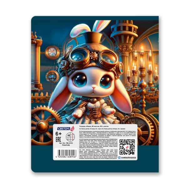 Тетрадь ученическая общая, A5+ 48 л. на скобе 65 г/м², белизна 100 %, 10 шт, клетка, 01135 Новый мир, Светоч Т88