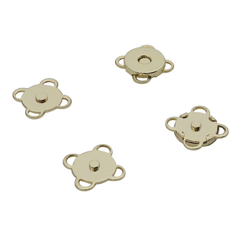 Кнопка магнитная металл пришивная ⌀10.0 мм, золото, металл, 6 шт, BIG