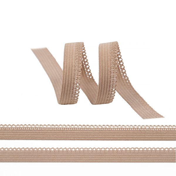 Резинка бельевая (ажурная) 10.0 мм / 100 метров, RB03573S, S573 бежевый капучино