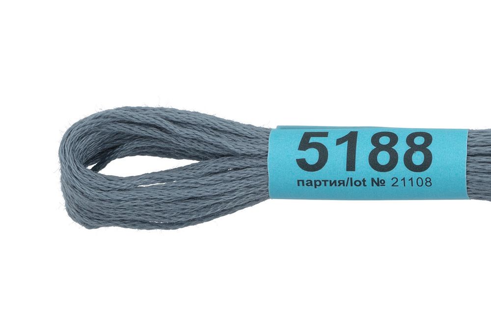 Мулине Gamma 100% хлопок, цв.5188 серый, 24 мотка по 8 метров