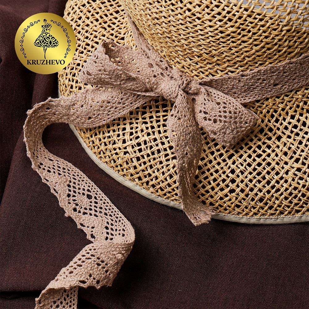 Кружево вязаное (тесьма) 30 мм / 10 метров, диз. 298, цв.30 капучино, Kruzhevo