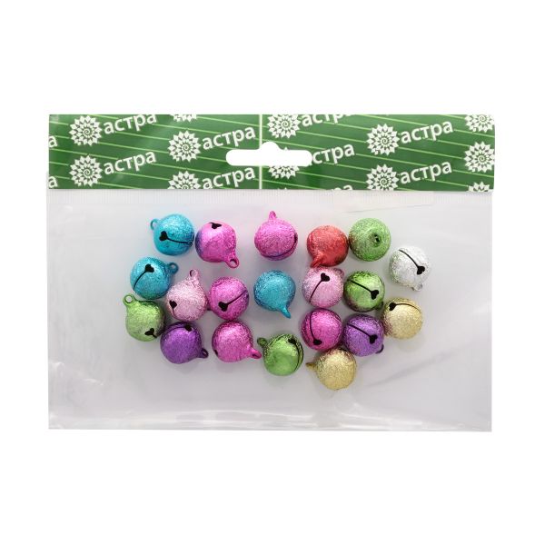 Бубенчики 16 мм, 20 шт, ассорти