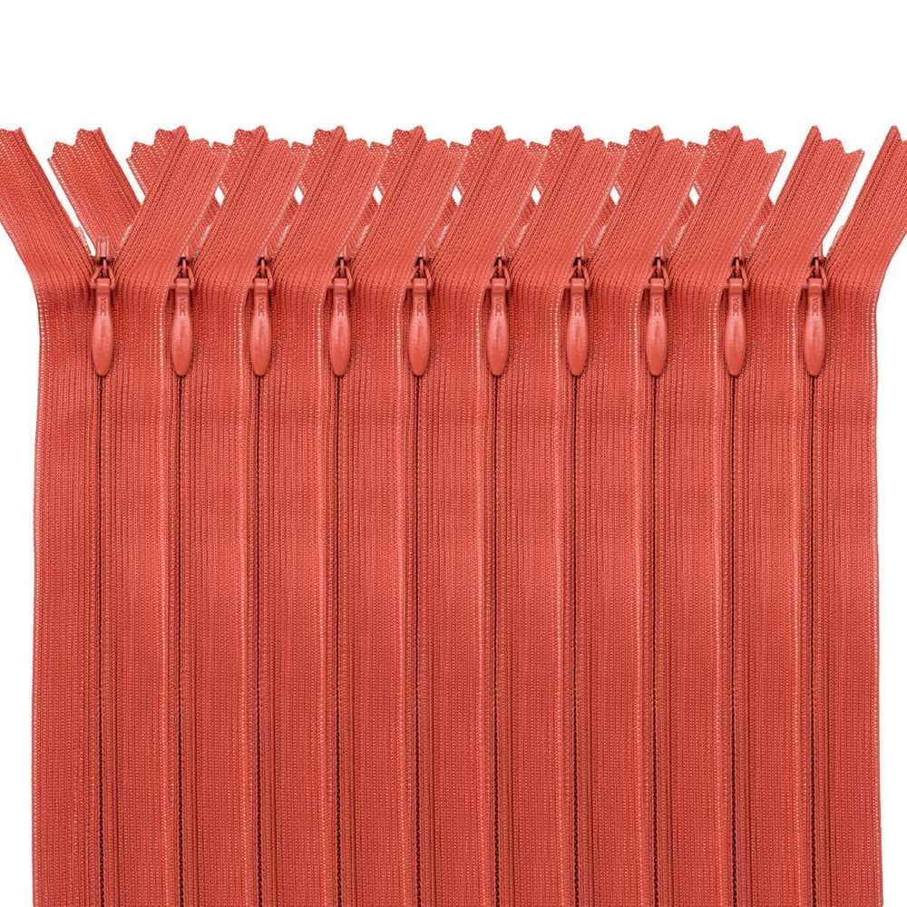 Молния потайная (скрытая) Т3 (3 мм) 1 зам., н/раз., 20 см, коралл, 31233 / 20, 10 шт