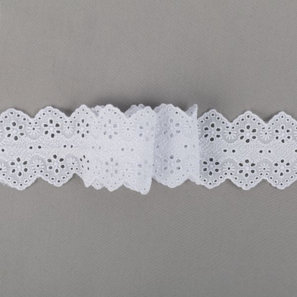 Кружево шитьё 57 мм / 9±0.2 метров, Турция, белый, Gamma GYEM-5700
