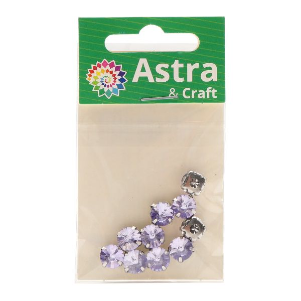 Хрустальные стразы в цапах круглой формы, сиреневый 8 мм, 10 шт. Astra&Craft, РЦ011НН8