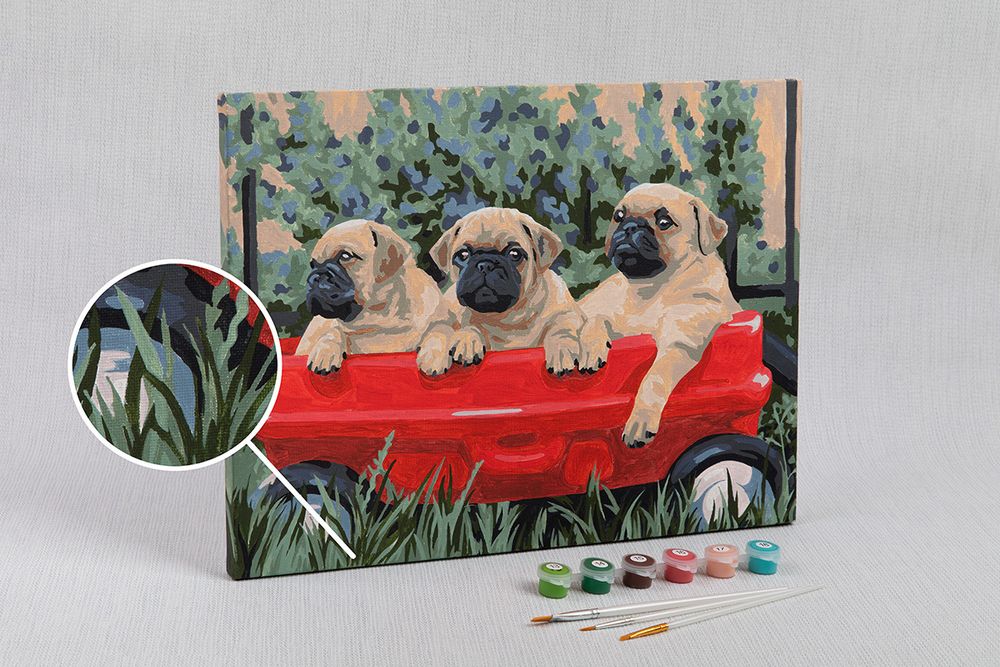 Картина по номерам Фрея, Мопсы, 30х40 см