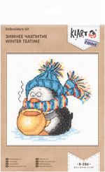 Набор для вышивания нитками Klart, Зимнее чаепитие, 12,5х13,5 см