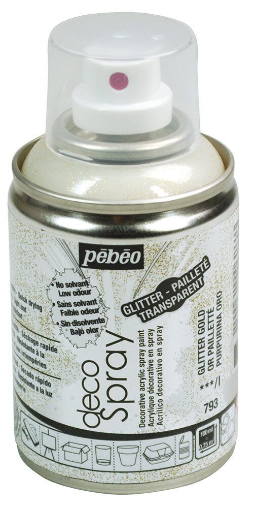 Краска на водной основе аэрозольная decoSpray 100 мл, 093793 золото с глиттером, Pebeo